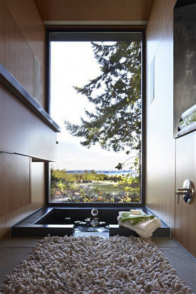 luxury bathrooms with floor-to-ceiling windows
